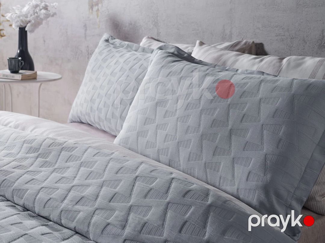 Örtük və yastıq üzü dəsti Doqu Home, örtük 185x245 sm, 2 əd yastıq üzü 50x70 sm, pambıq, boz — Mallar, Bakı (3)