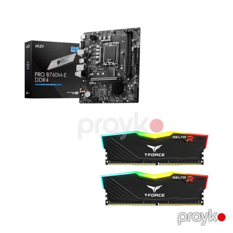 Komponent Kombo – MSI B760M-E DDR4 ana plata + T-Force Delta 32GB (2x16GB) DDR4-3600 MHz RAM (KOM-MR-134) — Bakı