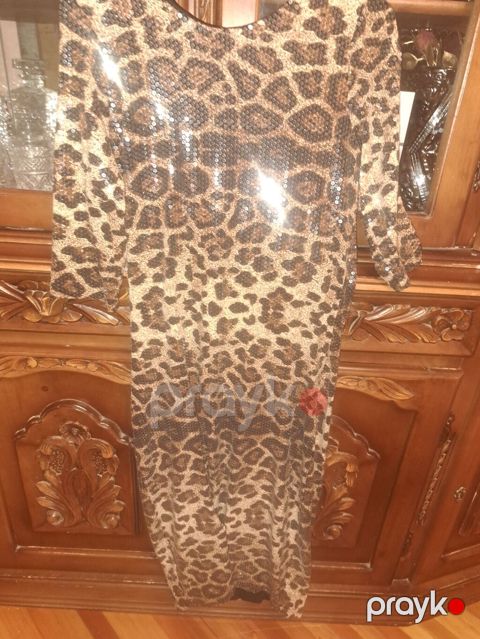 Leopard naxışlı qadın paltarı - Model: Uzun geyim - Rəng/Naxış — Bakı