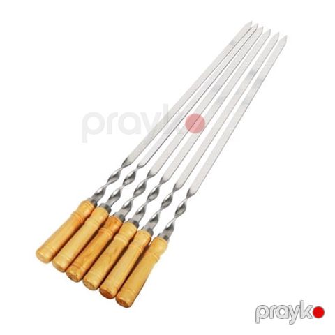 Kabab şişi 2lik taxta qulp 6əd — Bakı