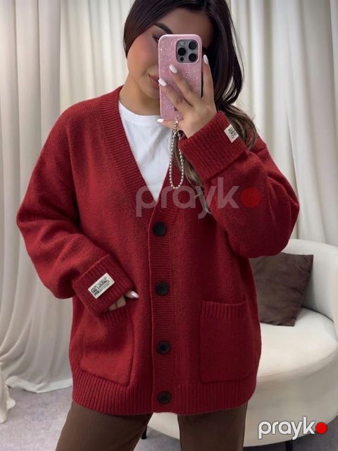 Jaket qadınlar üçün, trikotaj, qırmızı, ölçü One size — Bakı