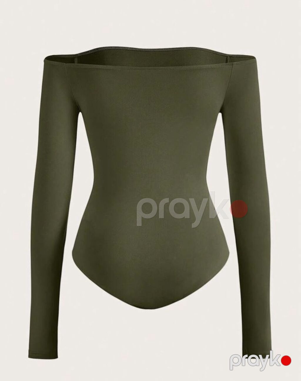 Zeytun-yaşıl rəngdə, çiyinləri açıq (off-shoulder) qadın bodisi — Bodi, Bakı (2)