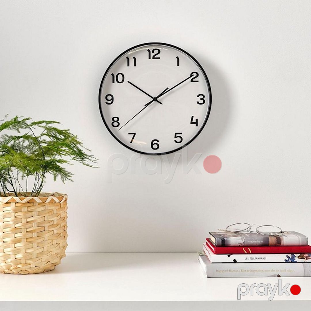 Divar saatı IKEA Pluttis, 28 sm, polistirol/alüminium, ağ — Mallar, Bakı (3)