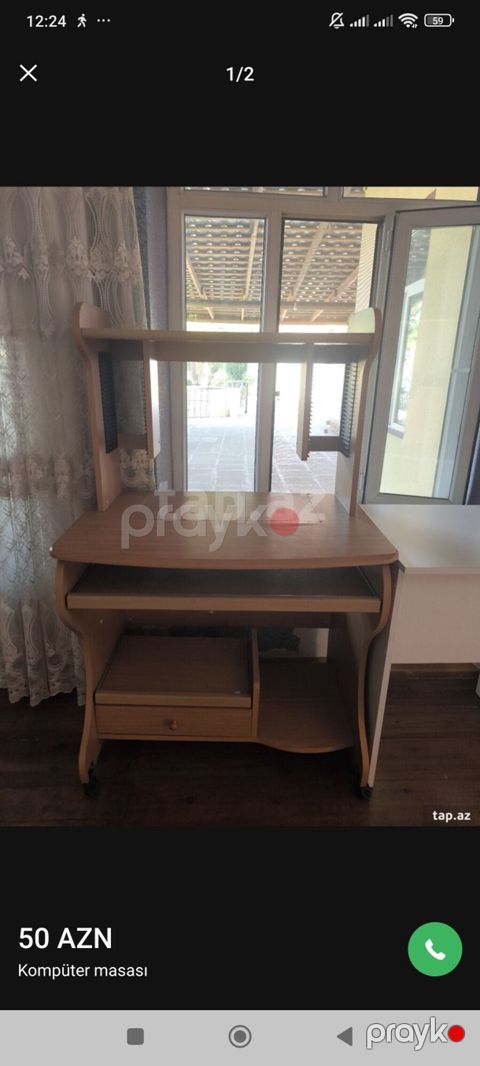 Düz masa, Polkalı, Siyirməli, MDF, Zəmanətsiz, Kredit yoxdur — Digah