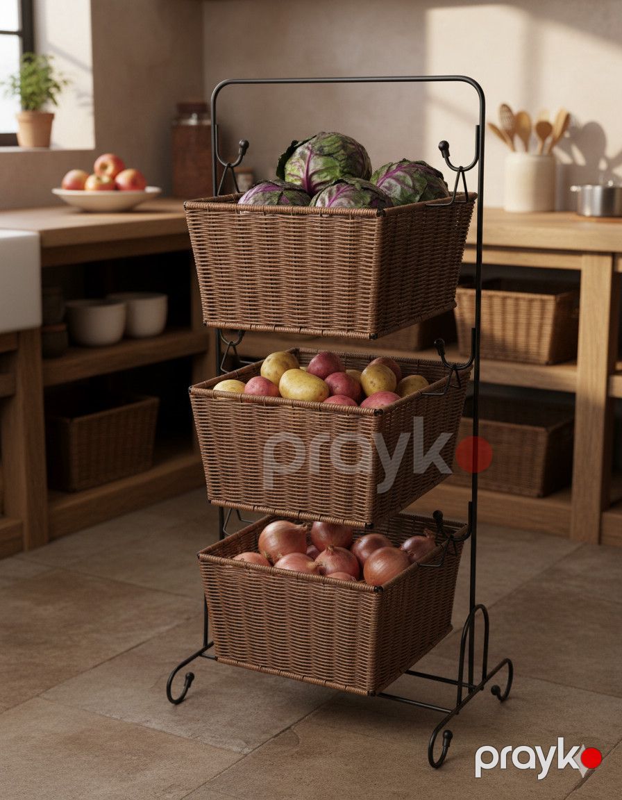 Etajerka NP17, metal/həsir, açıq qəhvəyi, 80x26x30 sm — Mallar, Bakı (2)