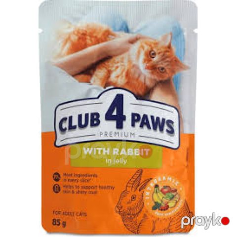 Nəm yem Club 4 Paws Jelly dovşanlı yetkin pişiklər üçün, 85 q — Bakı