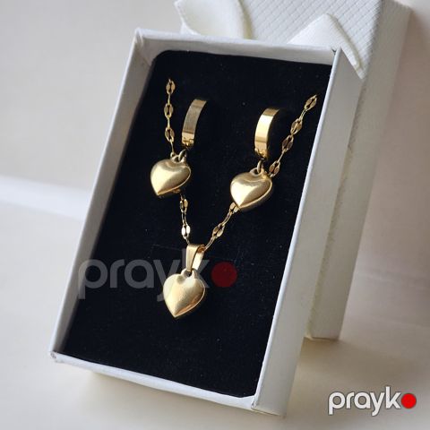 Boyunbağı və qolbaq və sırğa Ürək, polad, qızılı — Bakı