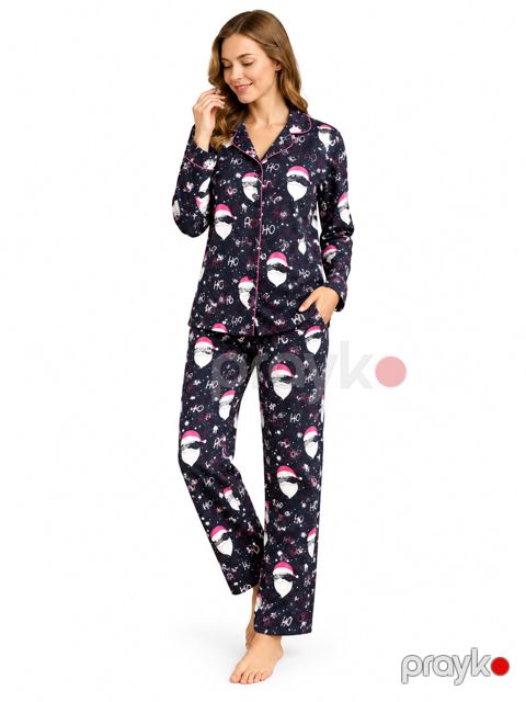 Qadınlar üçün şalvarlı pijama dəsti, tünd göy, poliester, ölçü M — Bakı