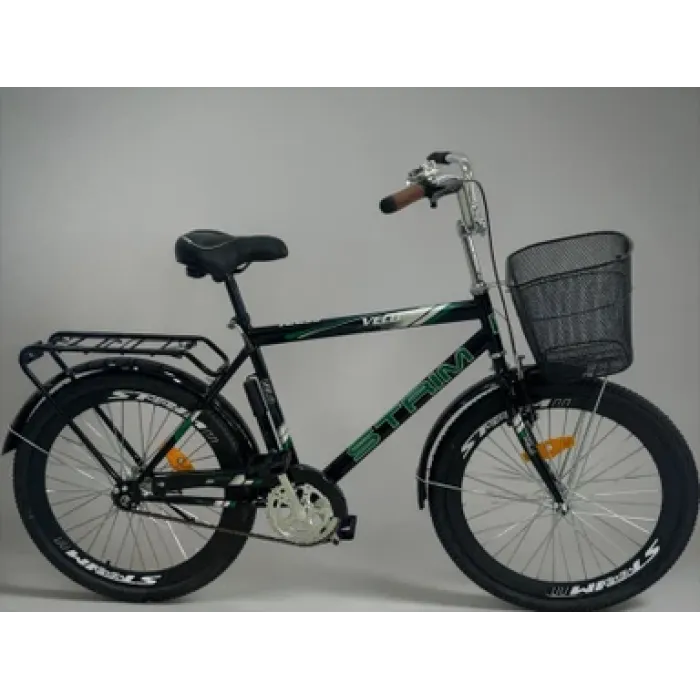 Stream KZ197 Şəhər Velosipedi 24" Yaşıl (Səbətli və Baqajlı Yeniyetmə Modeli) — Bakı