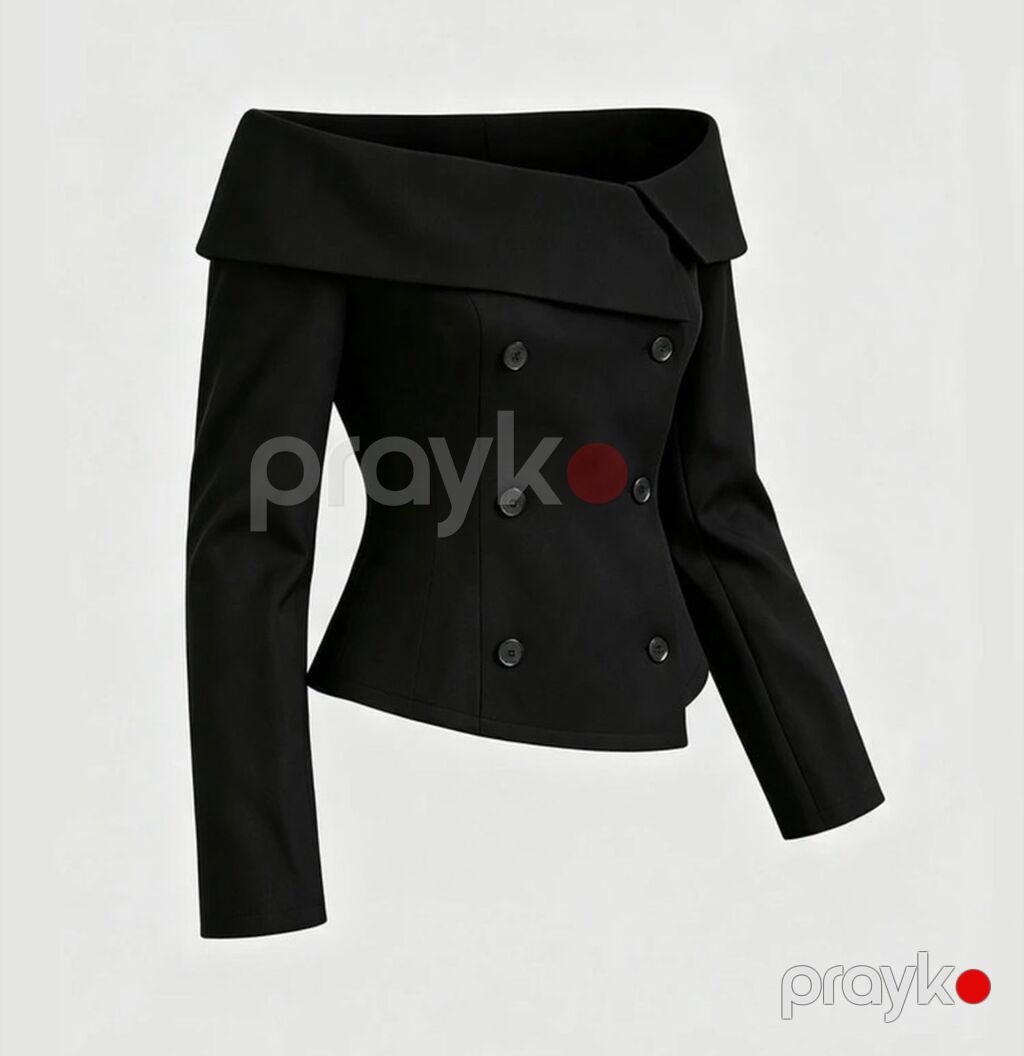 Qadınlar üçün ofşoulder (çiyin açıq) qara jaket/bluzon - Model — Coqlar və zaqetlər, Bakı (2)