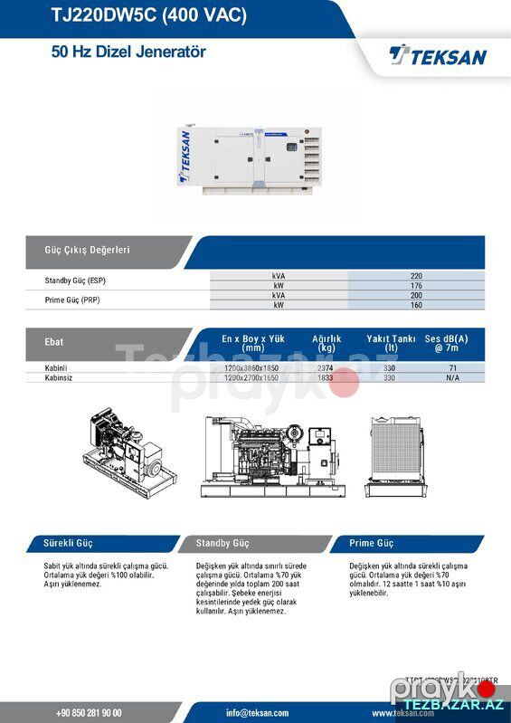 Teksan generator - 220 Kva Doosan motorlu — Generatorlar, Bakı (2)