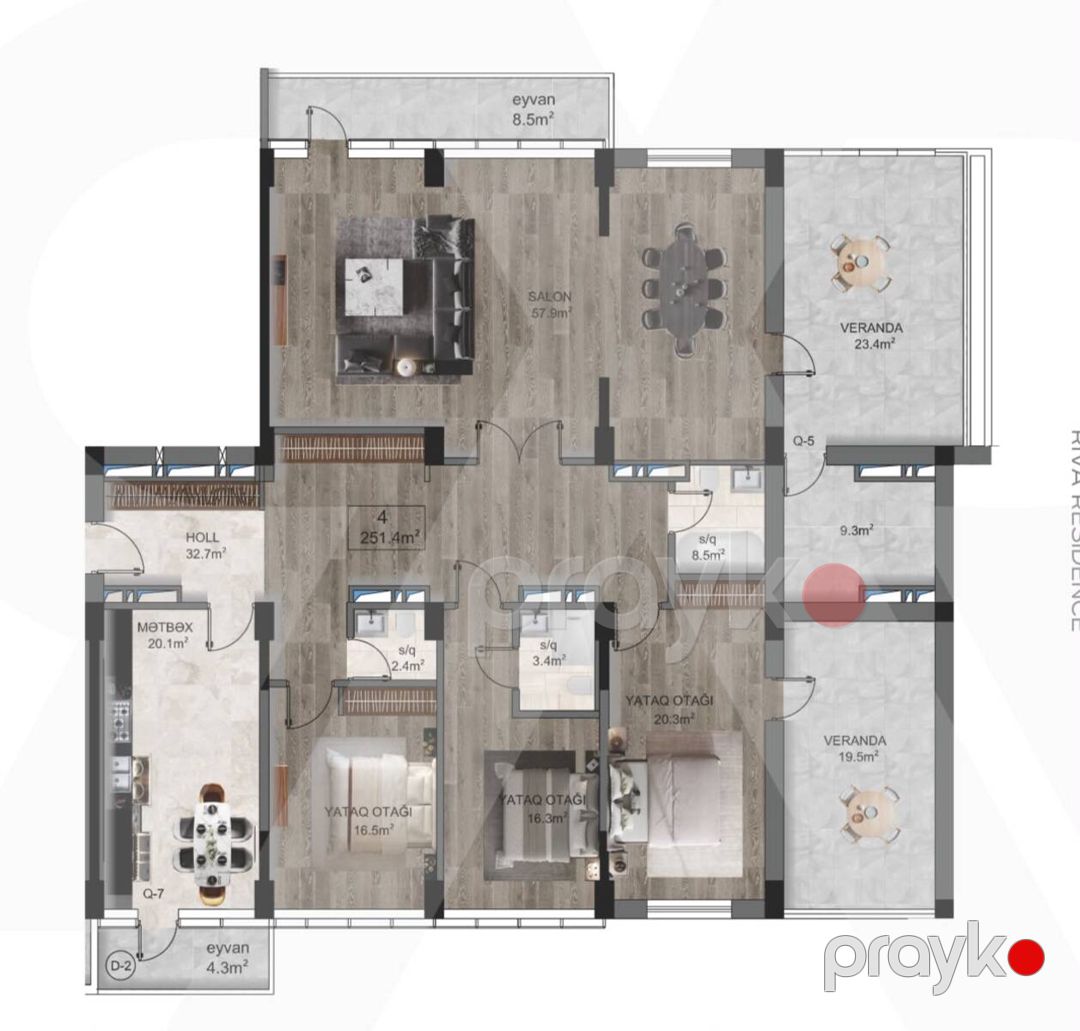 Satılır 4 otaqlı yeni tikili 251.4 m² — Mənzil, Bakı (3)