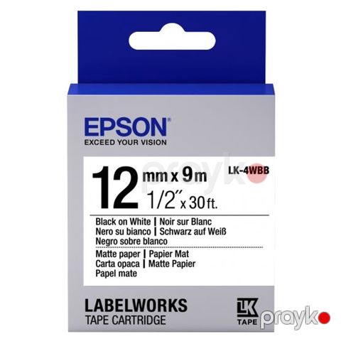 Lent kartric Epson Tape – LK4WBB Matte Pap Blk/Wht 12/9 (C53S654023) — Bakı