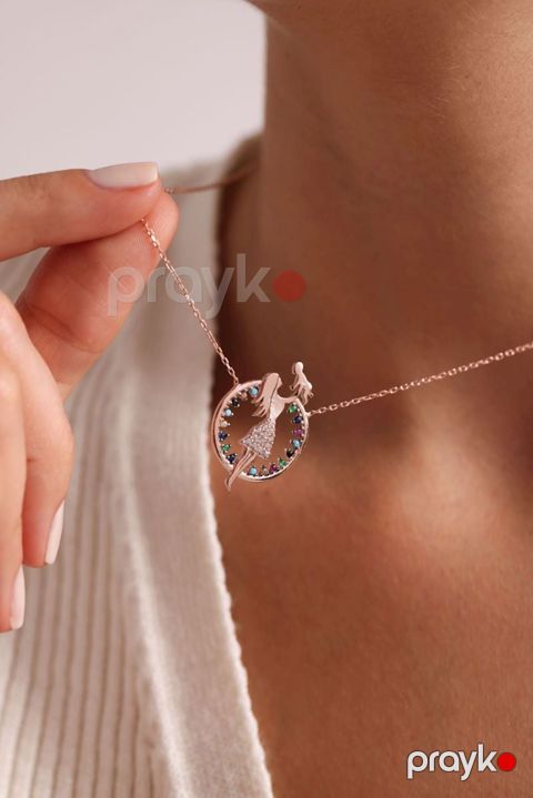 Gümüş kulonlu zəncir GM00201, sirkon — Bakı