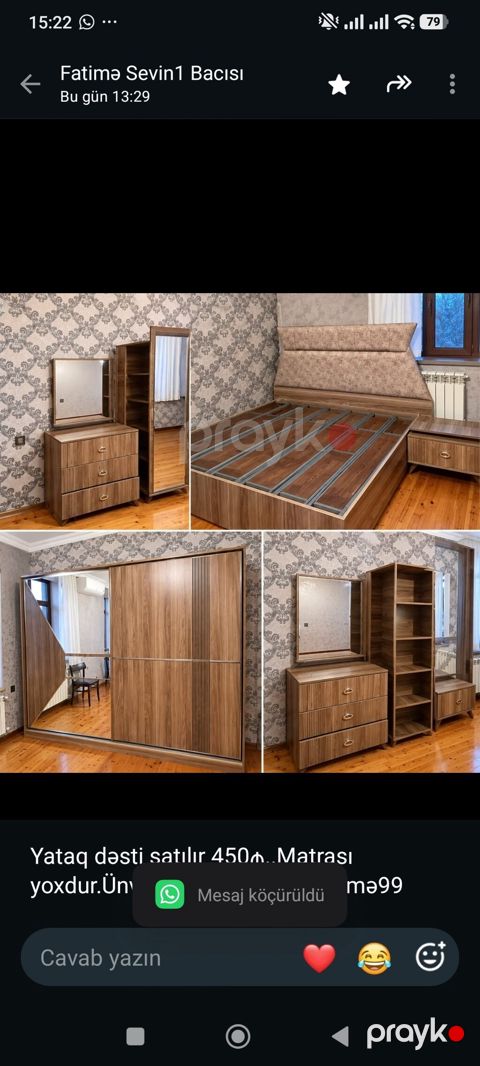 Yataq dəsti satılır 450₼. Matrası yoxdur.Ünvan zabrat. 8182. Fatimə99 — Bakı