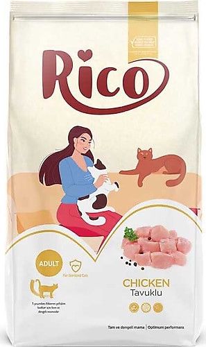 Rico Toyuq Ətli Qısırlaşdırılmış Yetkin Pişiklər üçün Quru Yem 15 kq ARZ-YEM-M09 — Bakı