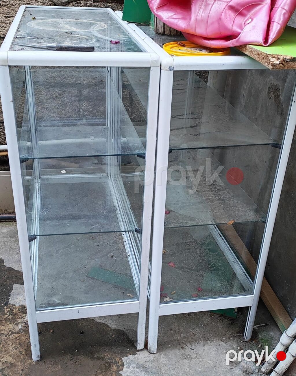 Şüşə vitrin dolabı - Material: tam şüşə korpus, ağ metal/alüminium — Vitrini, Bakı (2)