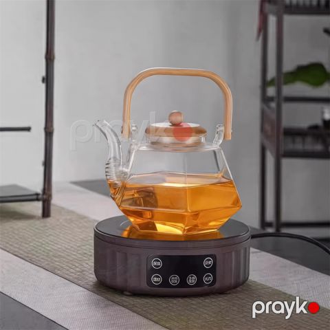 Dəmləmə çaydanı NS17, şəffaf, bambu qapaq və tutacaq ilə, 800 ml — Bakı
