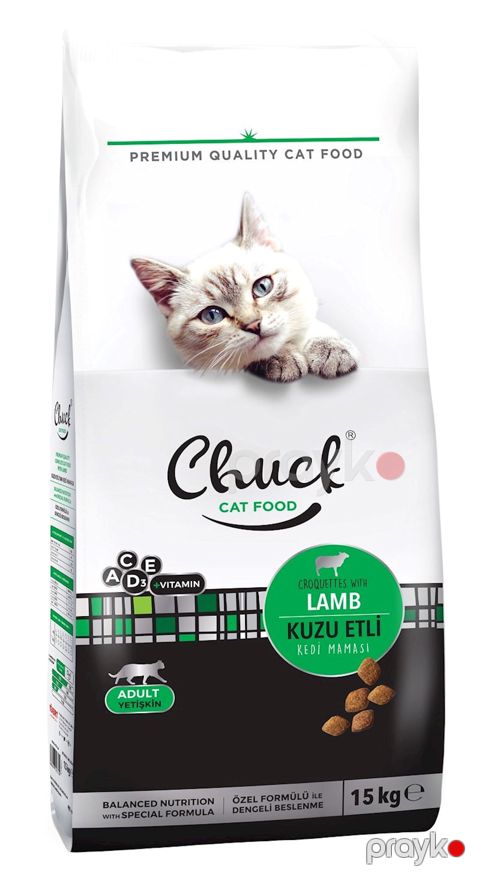 Quru yem Chuck Cat Food Lamb yetkin pişiklər üçün, quzu ilə 15 kq — Bakı
