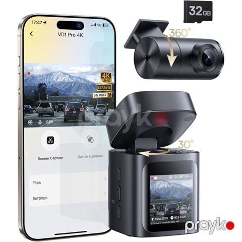 Baseus VD1 Pro 4K Ön və Arxa Avtomobil Videoregistratoru Qara — Bakı