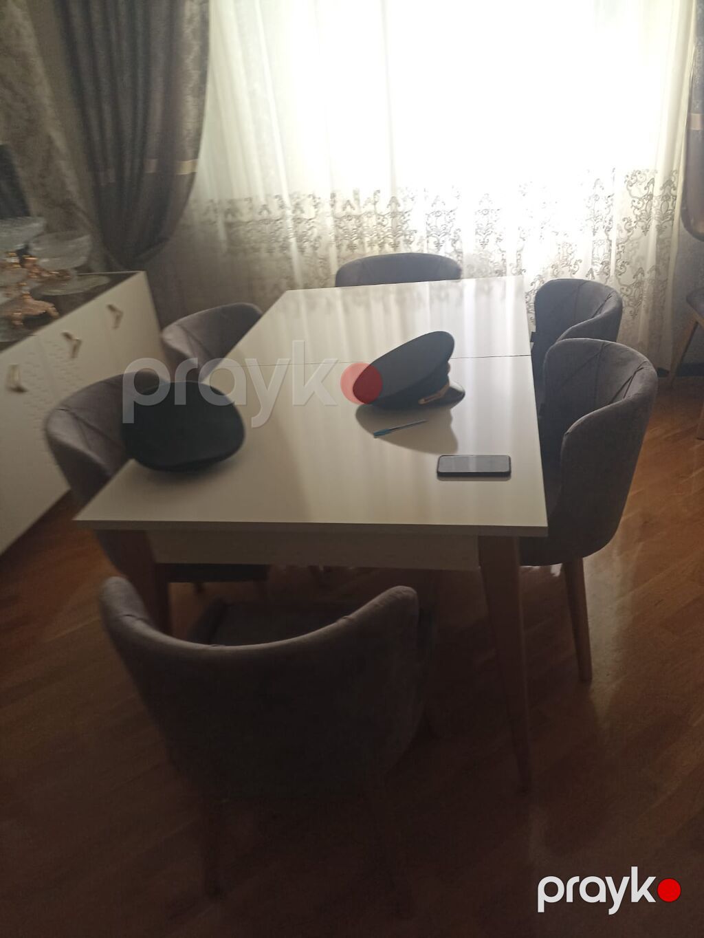 Yemək otağı və qonaq otağı mebel dəsti - Yemək masası: Parlaq ağ — Qonaq otağı üçün, Bakı (2)