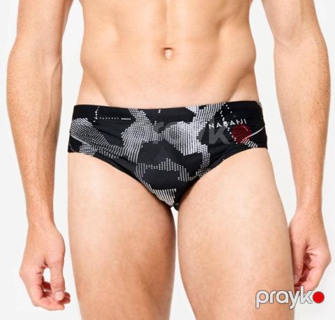 Kişi üzgüçü tumanı Decathlon Nabaiji Slip 900 Print All Ice, qara/ağ, ölçü 42 — Bakı