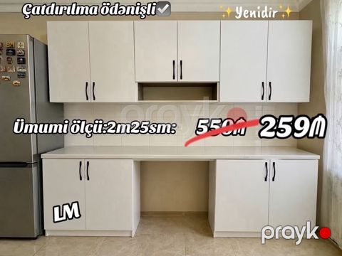 Mətbəx mebeli dəsti – LM - Ümumi ölçü: 2 m 25 sm - Üst-altar dolablar — Bakı