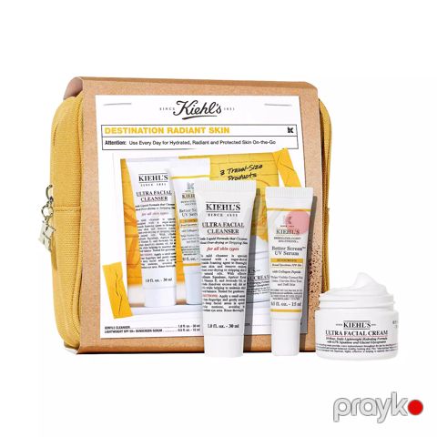 Kosmetika dəsti Kiehl's Destination Radiant (təmizləyici vasitə Ultra Facial Cleanser 30 ml + üz kremi Ultra Facial Cream 28 ml + serum üz üçün Better Screen UV 15 ml) — Bakı
