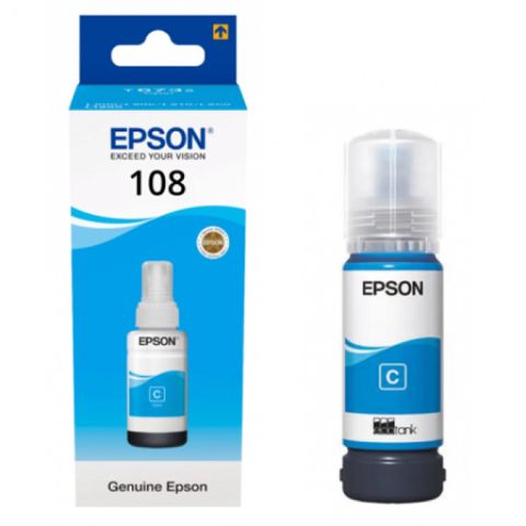 Epson 108 EcoTank CY C13T09C24A Cyan Original Mürəkkəb Butulkası — Bakı
