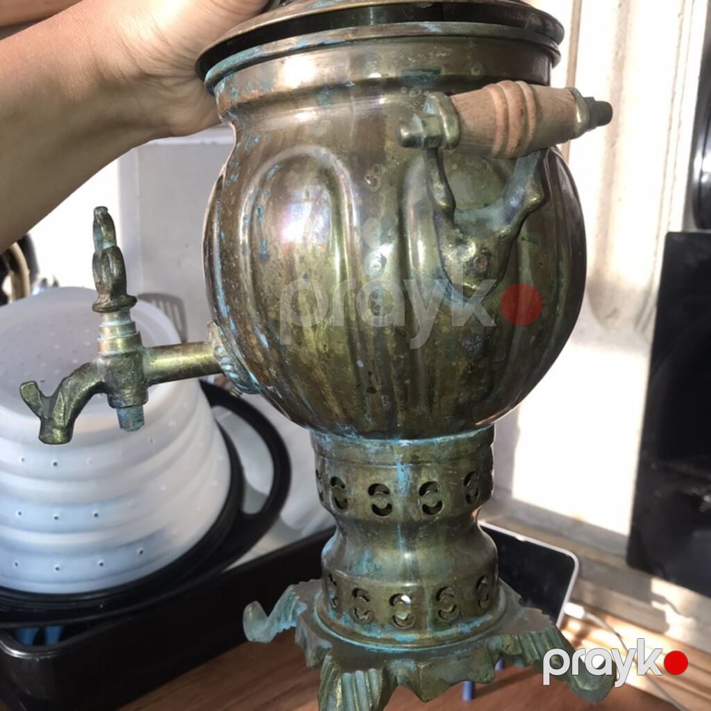 Məhsul: Antik mis samovar, dekorativ və funksional çay dəmləyən — Digər, Novxanı (5)