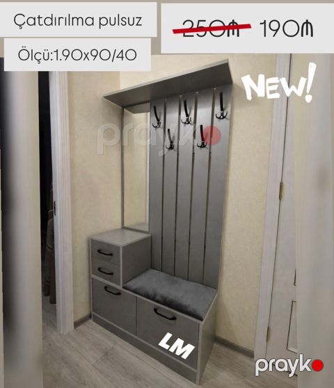 Dəhliz üçün çoxfunksiyalı giriş dolabı və asılqan sistemi. - Ölçü