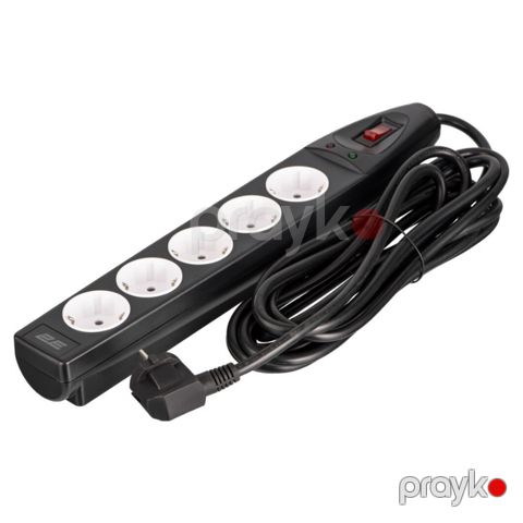 2E Power strip with surge protection black (2E-SP515M5BK) — Bakı