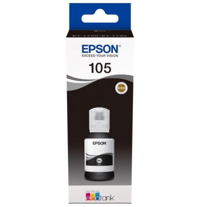 Epson 105 BK C13T00Q140 Black Pigment Original EcoTank Mürəkkəb Şüşəsi — Elektronika, Bakı