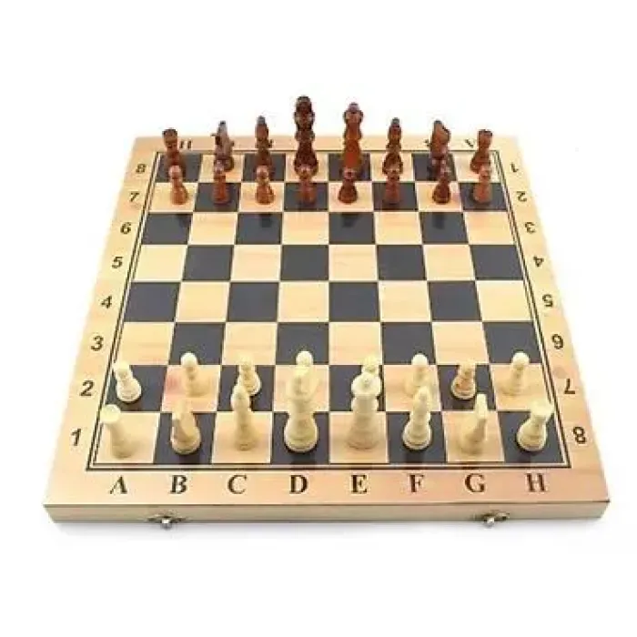 Sulida 3-ü 1-də Şahmat, Dama və Nərd Dəsti – Taxta Oyun Seti 40x40 sm — Bakı