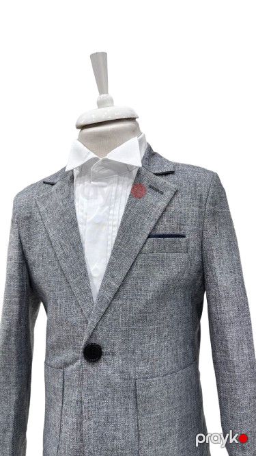 Oğlanlar üçün şalvarlı dəst, boz, pambıq-kətan/polyester-viskoz-elastan, ölçü 5 yaş — Mallar, Bakı (3)