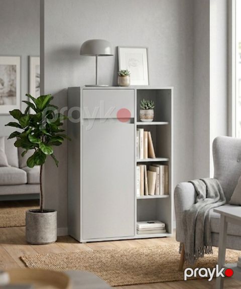 Komod MB15, boz, laminat, 74x110x40 sm — Bakı