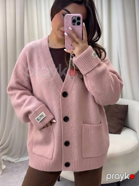 Jaket qadınlar üçün, trikotaj, çəhrayı, ölçü One size — Bakı