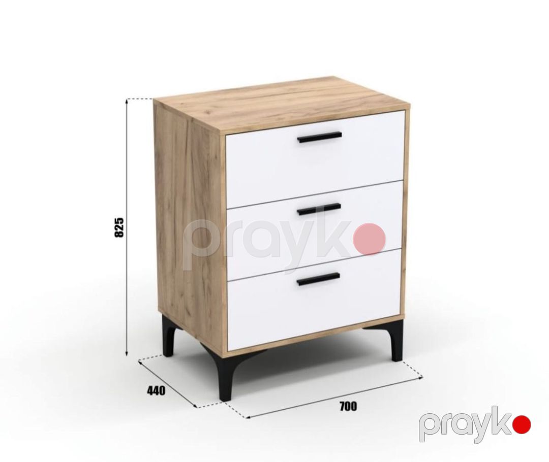 Komod Ev Plus ev_13900450, laminat/LDSP, ağ/qəhvəyi, 44x82.5x70 sm — Mallar, Bakı (3)