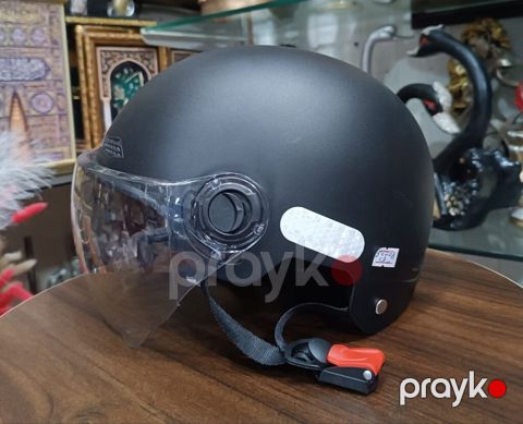 Motoland scooter üçün açıq tipli dəbilqə - Rəng: mat qara - Vizor — Digah