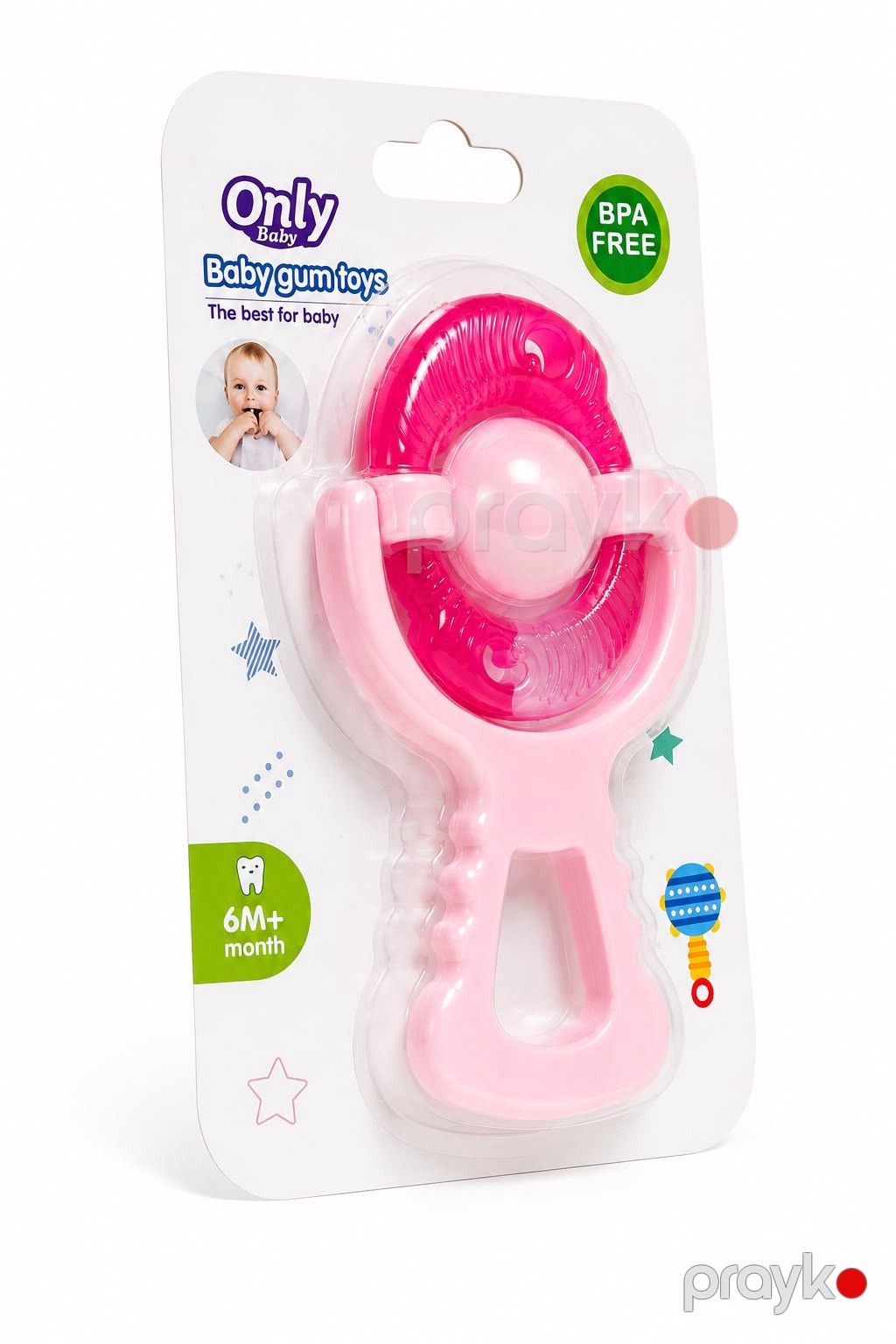 Diş üçün oyuncaq-massajer Only Baby, 6+ ay, plastik-rezin, çəhrayı — Mallar, Bakı (2)