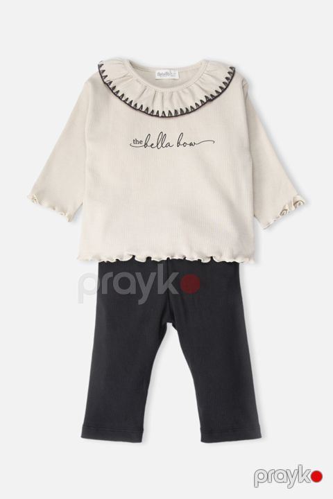 Qızlar üçün şalvarlı dəst Bebetto K5443, pambıq, qara, 12-18 ay — Bakı