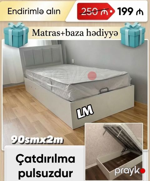*Tək bazalı çarpayı* _*Sifarişlə VƏ Yeni*_ *Qiymət 199₼* Ölçü — Bakı