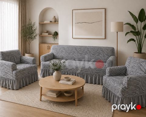Divan və kreslo üçün çexol dəsti, jakkard, 170x300 sm, boz — Bakı