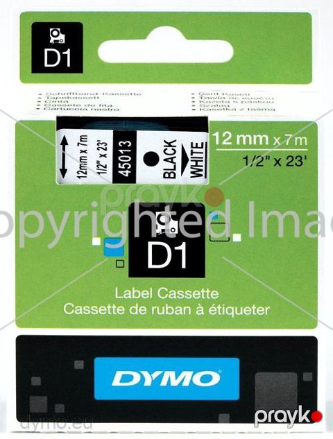 Kartric Printer üçün Tape 12mm x 7m Black on White Dymo 45013 — Bakı