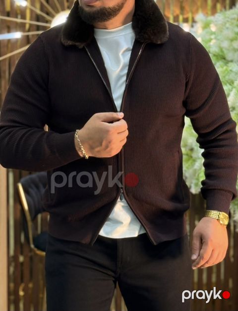 Kişilər üçün kardiqan S-51, qəhvəyi, parça/poliester, ölçü 2XL — Bakı