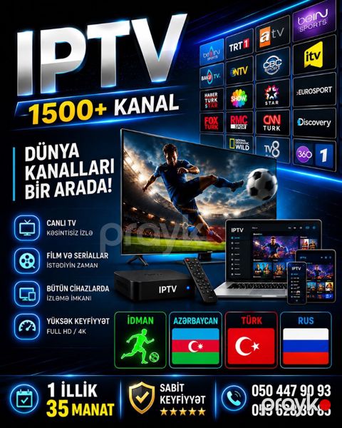 İptv 1500 kanal 1illik 35 manatdir ancaq smart televizorlara aiddir — Mingəçevir