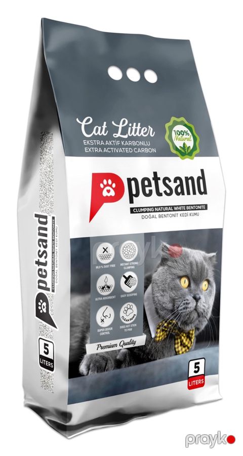 Наполнитель для кошачьего туалета Petsand бентонитовый, активированный уголь, 5 л — Bakı