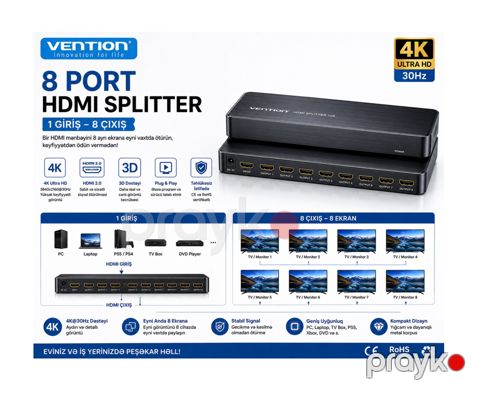 HDMI Spliter 8in1 4K — Bakı