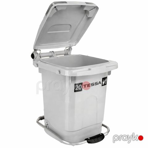 Zibil qutusu Tessa 20L, ayaq pedallı, qapaqlı, plastik, boz — Bakı
