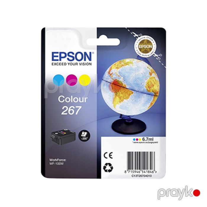Epson 267 Globe C13T26704010 Tri-Colour Original Mürəkkəb Kartrici 6.7 ml 200 Səhifə — Elektronika, Bakı